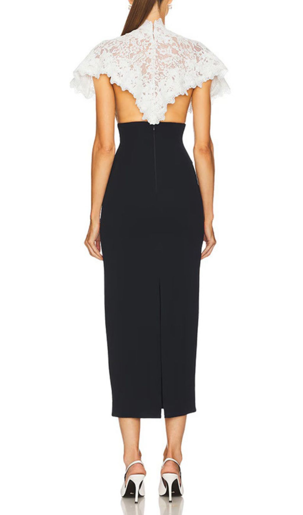 Ivy Black Midi Dress With Lace Shawl Flowering Girl