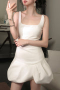 Arabela Square Neck Bud Mini Dress In Beige Flowering Girl