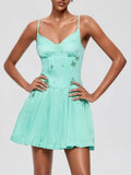 Gabby Spaghetti Pleated Mini Dress Flowering Girl