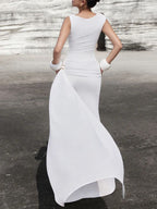 Mayliesha White Ruched Maxi Dress Flowering Girl