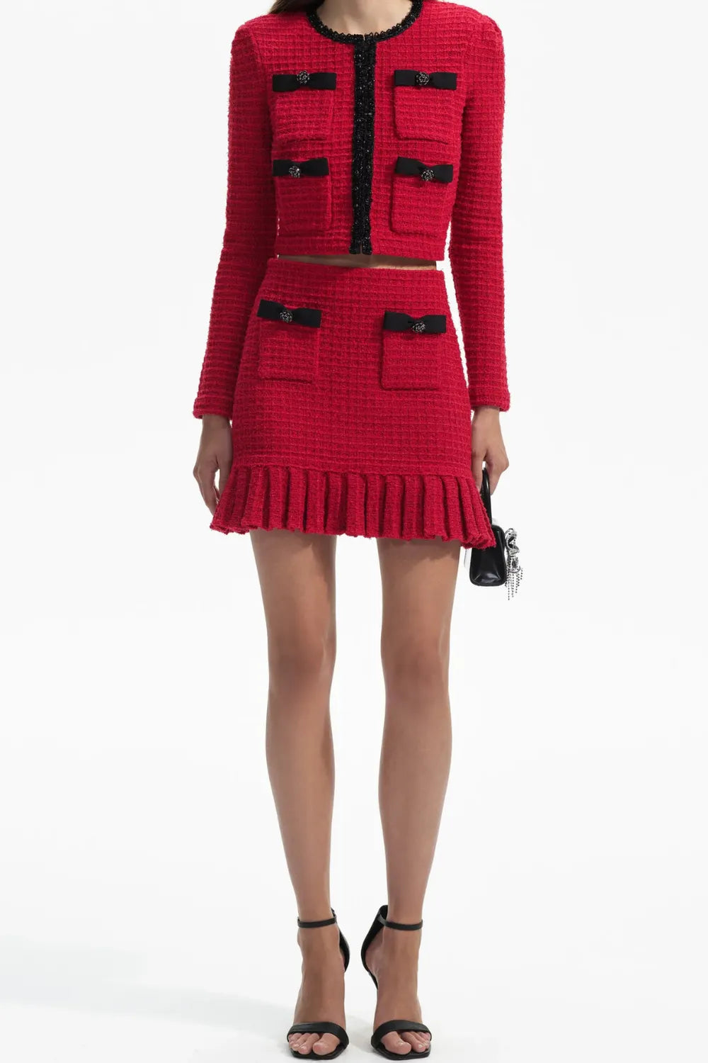 Red Knit Cardigan Flowering Girl