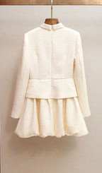 Jenner White Long Sleeve Mini Dress Flowering Girl