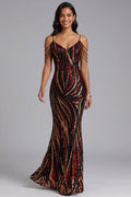 Sequin Cold Shoulder Floor-Length Gown Flowering Girl