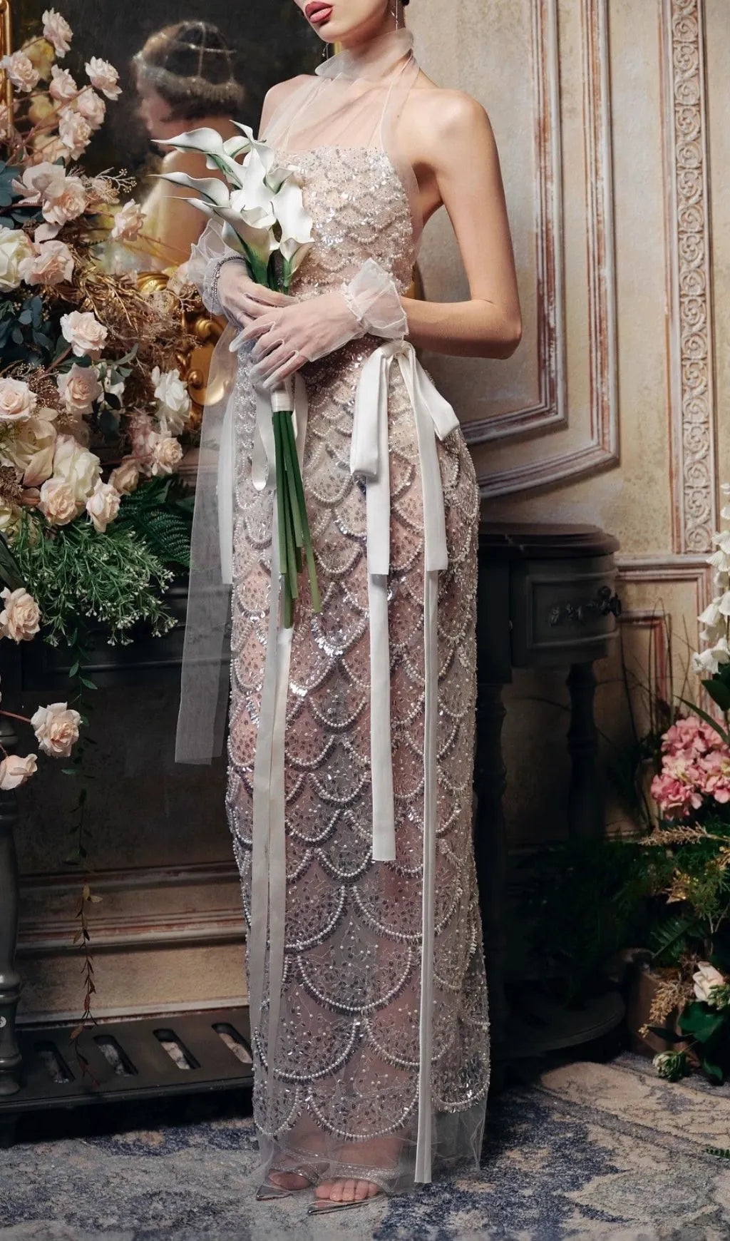 Jenna Sequin Backless Maxi Dress Flowering Girl
