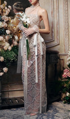 Jenna Sequin Backless Maxi Dress Flowering Girl