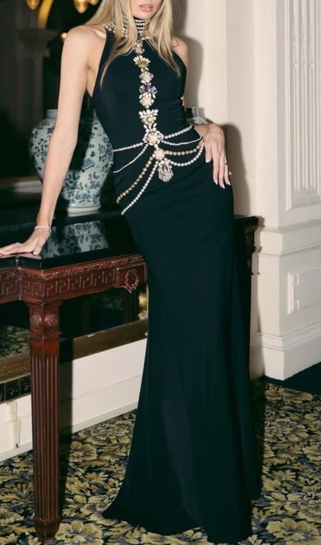 Janae Black Diamante Bandage Maxi Dress Flowering Girl