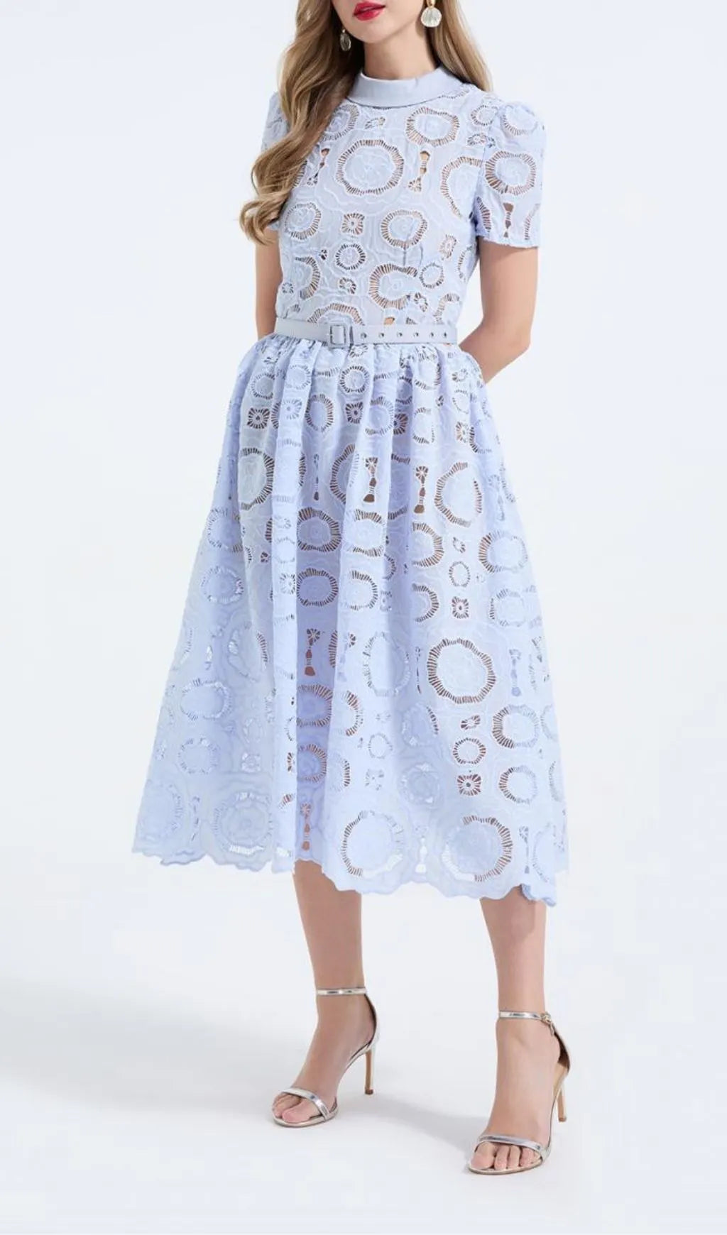 Floral Lace Midi Dress - Blue Flowering Girl