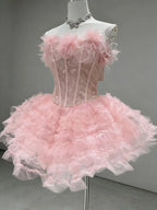 Kelii Strapless Corset Flower Mini Dress Flowering Girl