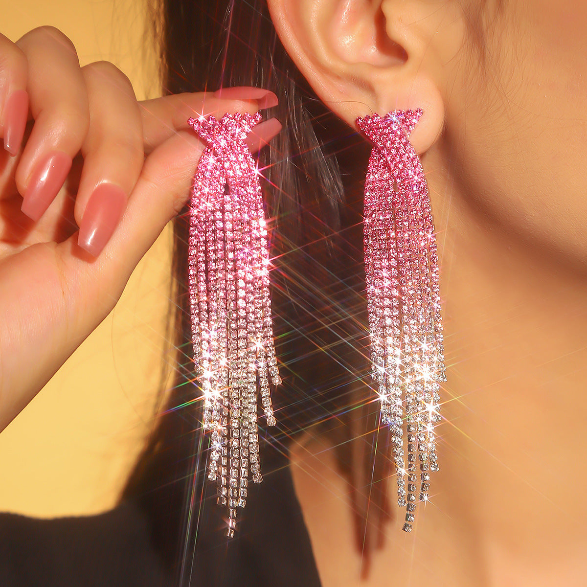 Danelle Rhinestone Tassel Earrings Flowering Girl