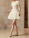 Madaline White Lace Mini Dress Flowering Girl