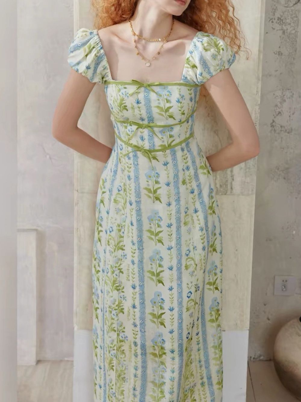 Merryn Green Floral Maxi Dress Flowering Girl