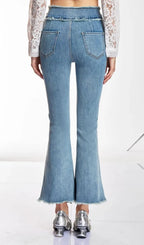 Danette Rhinestone Flare Jeans Flowering Girl