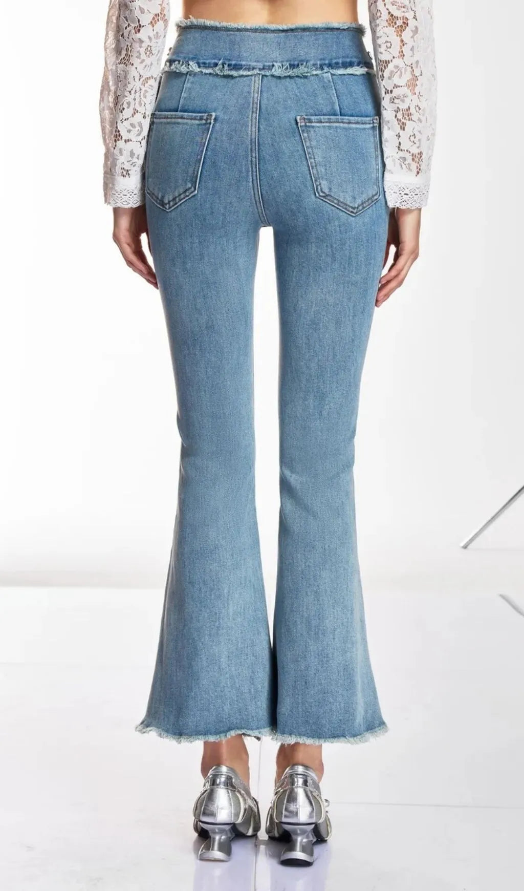 Danette Rhinestone Flare Jeans Flowering Girl