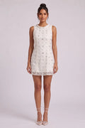 Pearl-Neckline Sequin Mini Dress Flowering Girl