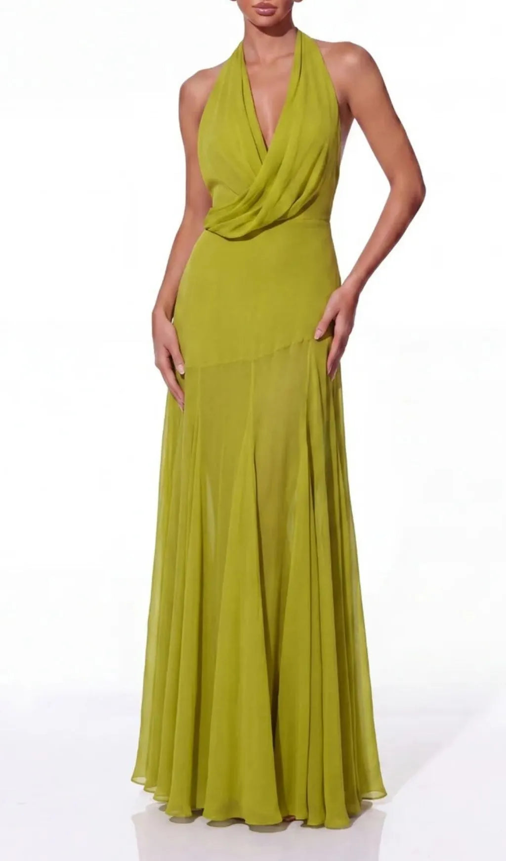 Povrik Halterneck Flared Maxi Dress Flowering Girl