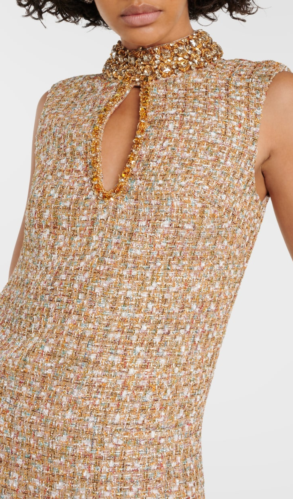 Adelle Gold Embellished Bouclé Mini Dress Flowering Girl