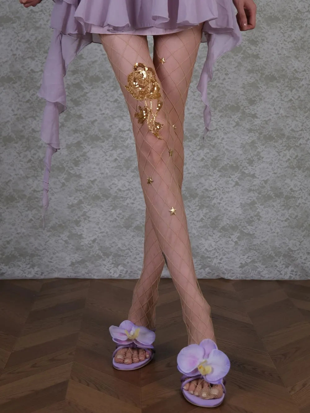 Marney Gold Flower Tights Flowering Girl