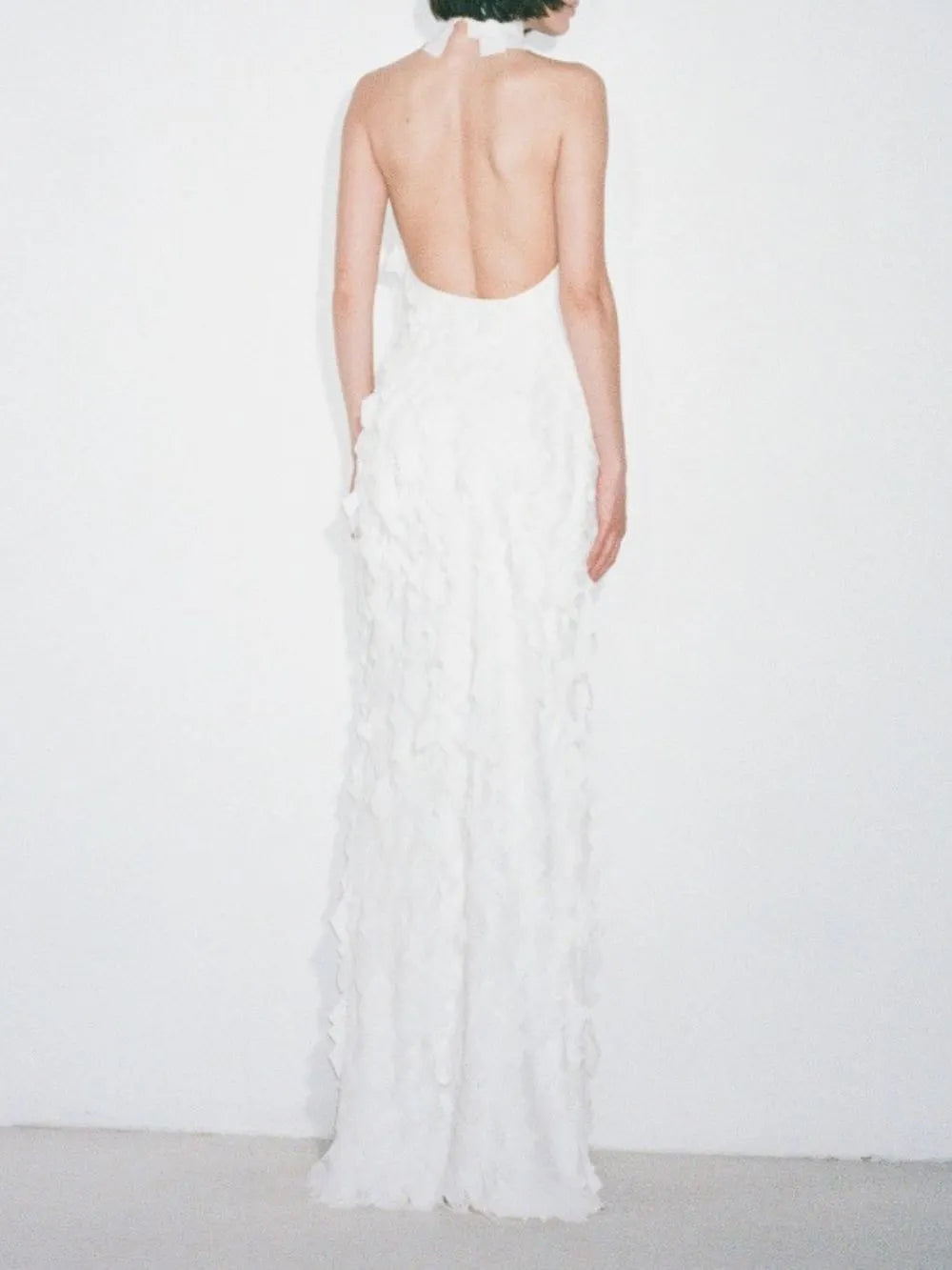 Melba White Halter Maxi Dress Flowering Girl