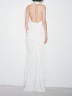 Melba White Halter Maxi Dress Flowering Girl