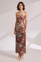 Strapless Floral Embroidered Maxi Dress Flowering Girl