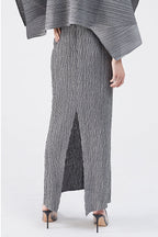 Maureen Pleated Midi Dress With Cape In Gray Set Flowering Girl