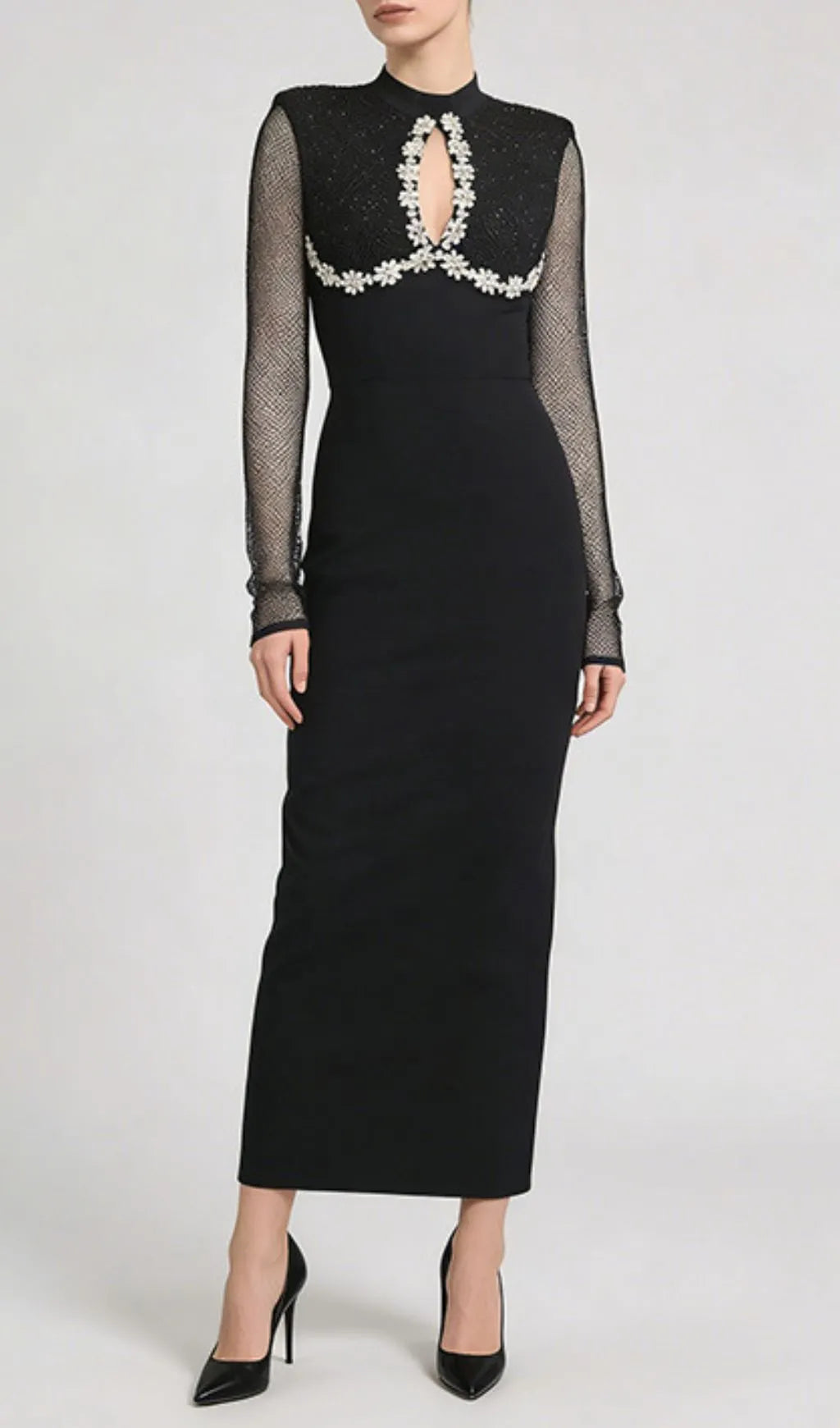 Jaliyah Black Long Sleeve Maxi Dress Flowering Girl
