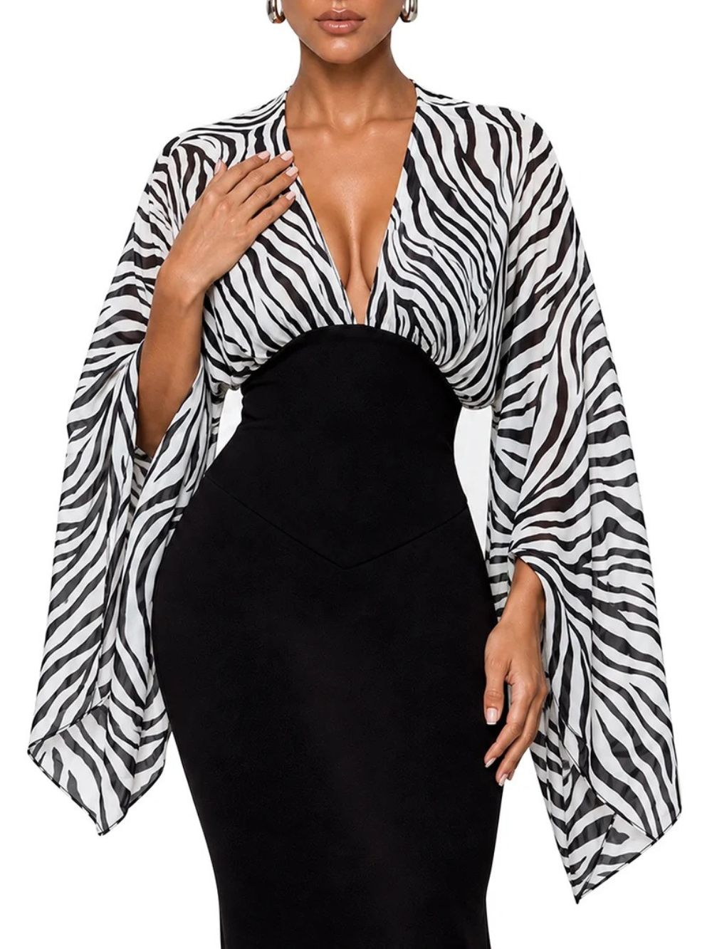 Zelmari V Neck Zebra Maxi Dress Flowering Girl