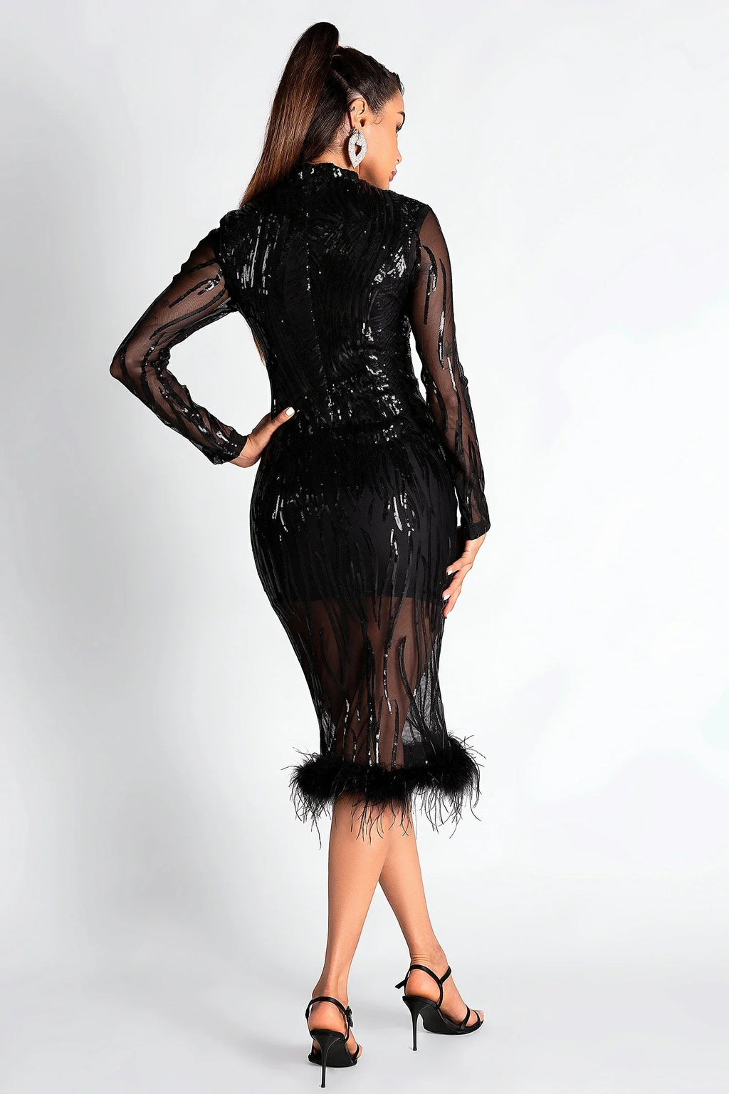 Smendes Sequin Mesh Feather Dress Flowering Girl