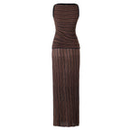 Black Fine Knit Bodycon / Column Two-Piece Knit Set (Top And Maxi Skirt) Flowering Girl