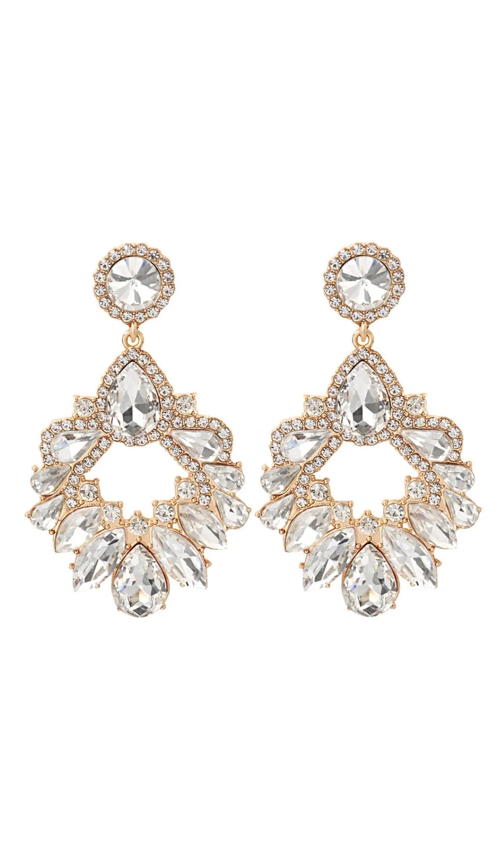 White Crystal Chandelier Drop Earrings Flowering Girl