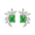 Meris Green Rectangular Gemstone Sterling Silver Earrings Flowering Girl
