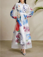 Maru White Printed Maxi Dress Flowering Girl