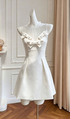 Kikkan White Bow Mesh Mini Dress Flowering Girl