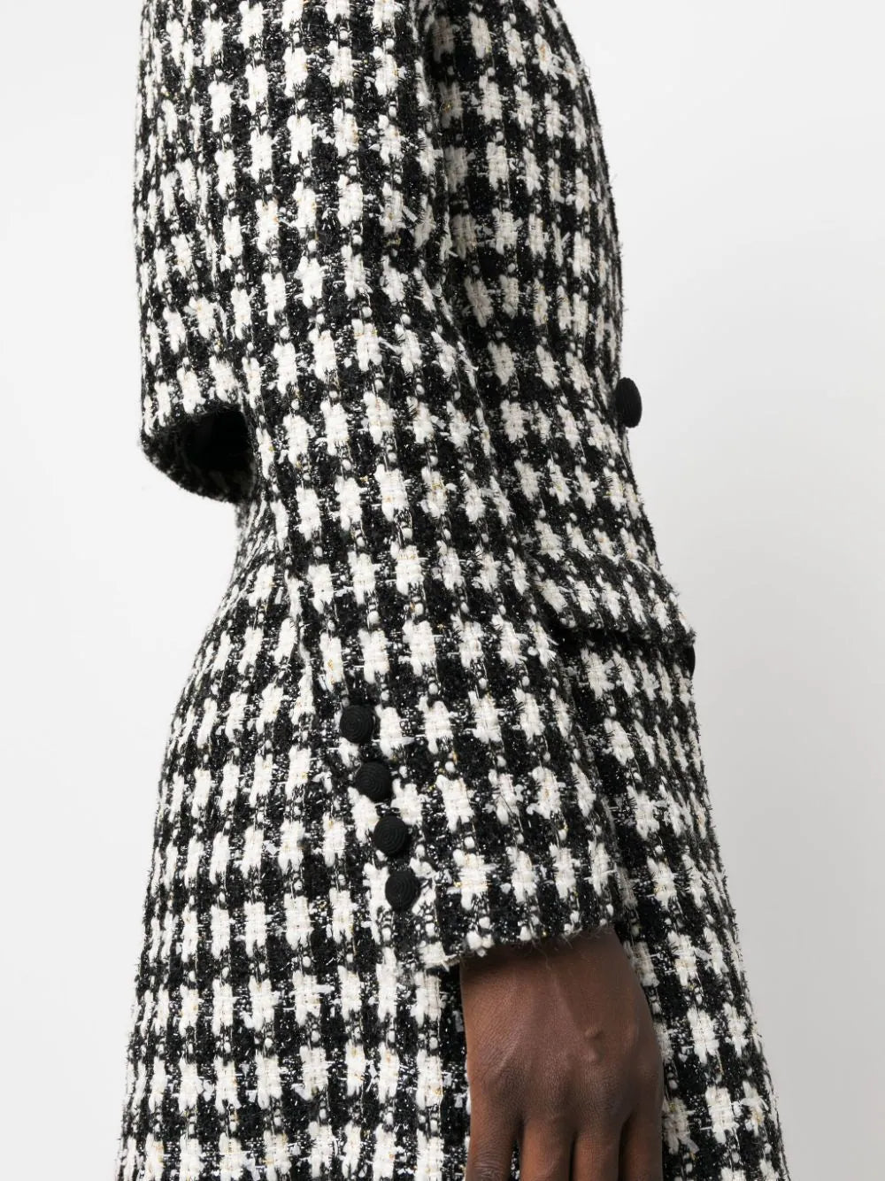 BLACK CHECK BOUCLE TAILORED MINI DRESS Flowering Girl