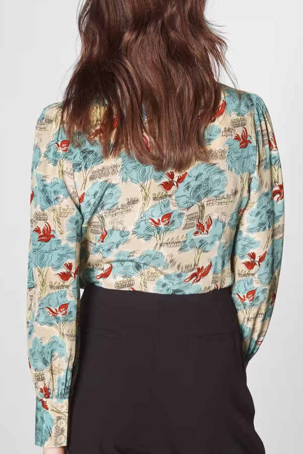 Sonya Tuileries Print Silk Shirt Flowering Girl