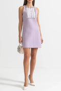 Sequin Lace Embellishments Textured Mini Dress In Purple Flowering Girl