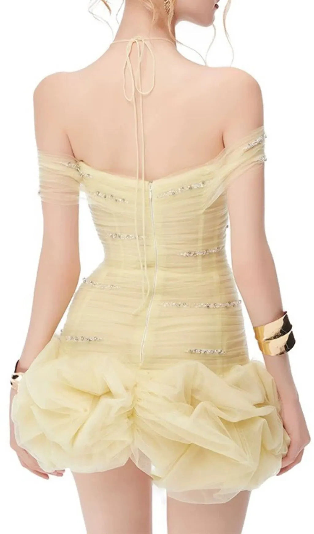 Hania Yellow Mesh Corset Mini Dress Flowering Girl