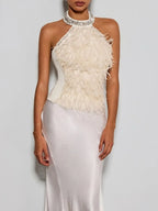 Erzsebet Halterneck Rhinestone Fringe Top Flowering Girl