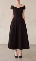 Kinu Black Off-Shoulder Maxi Dress Flowering Girl