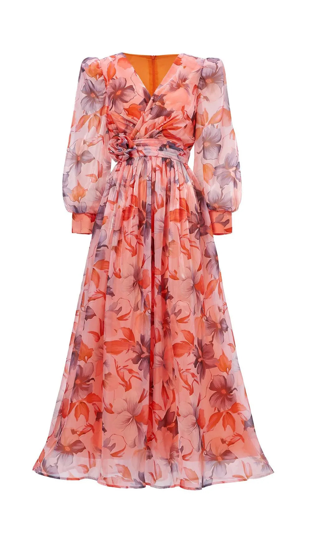 Ferial Floral Printed Long Sleeve Maxi Dress Flowering Girl