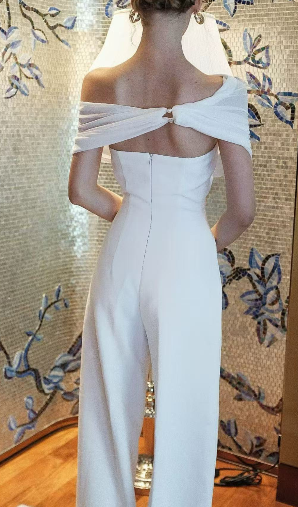 Goodwin White Halter Jumpsuit Flowering Girl