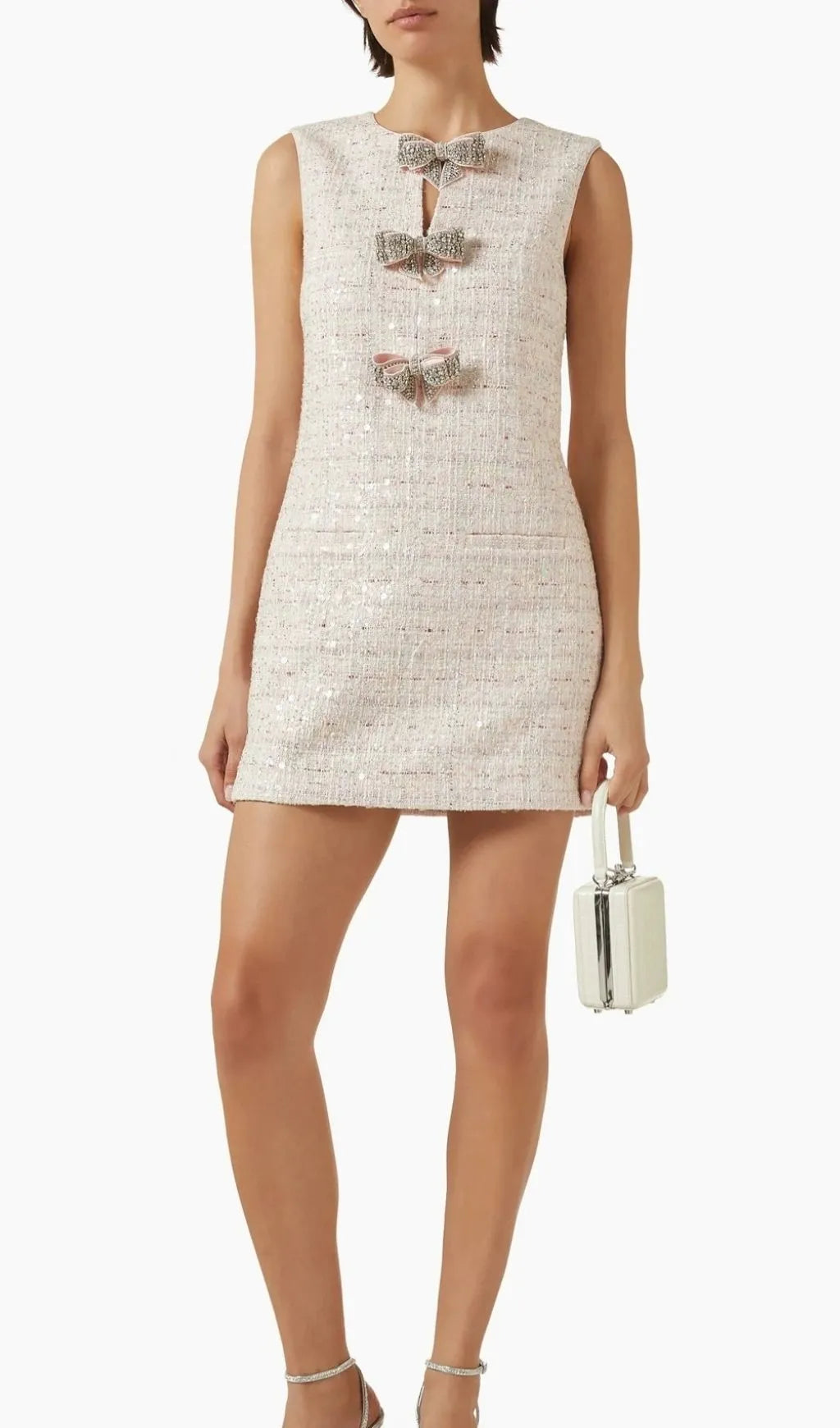 Kina Pink Sleeveless Bow Sequin Mini Dress Flowering Girl