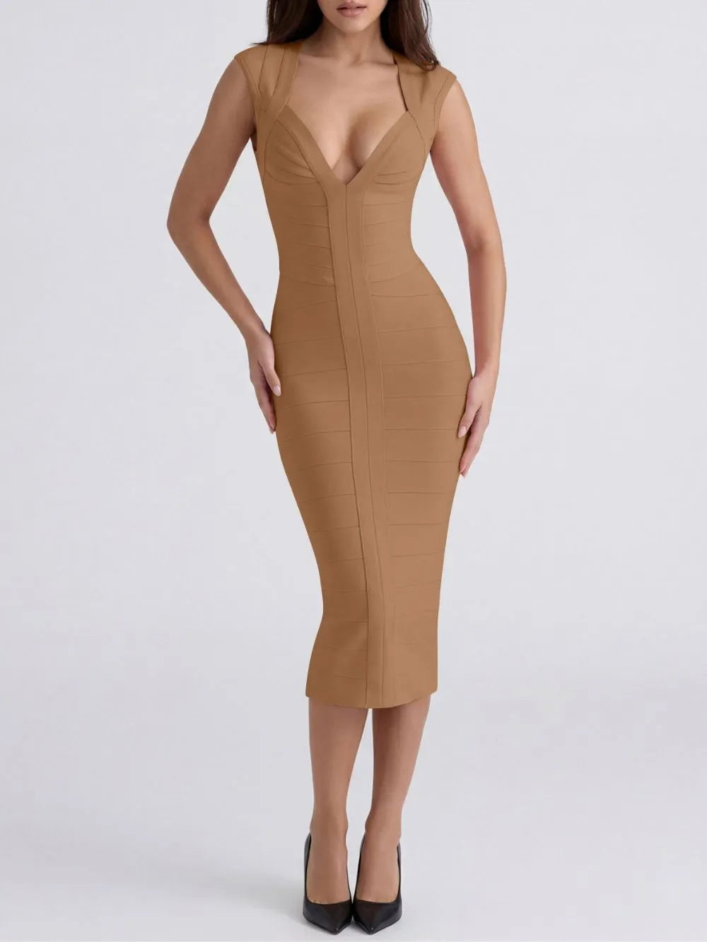 Marixa V-Neck Bandage Midi Dress Flowering Girl