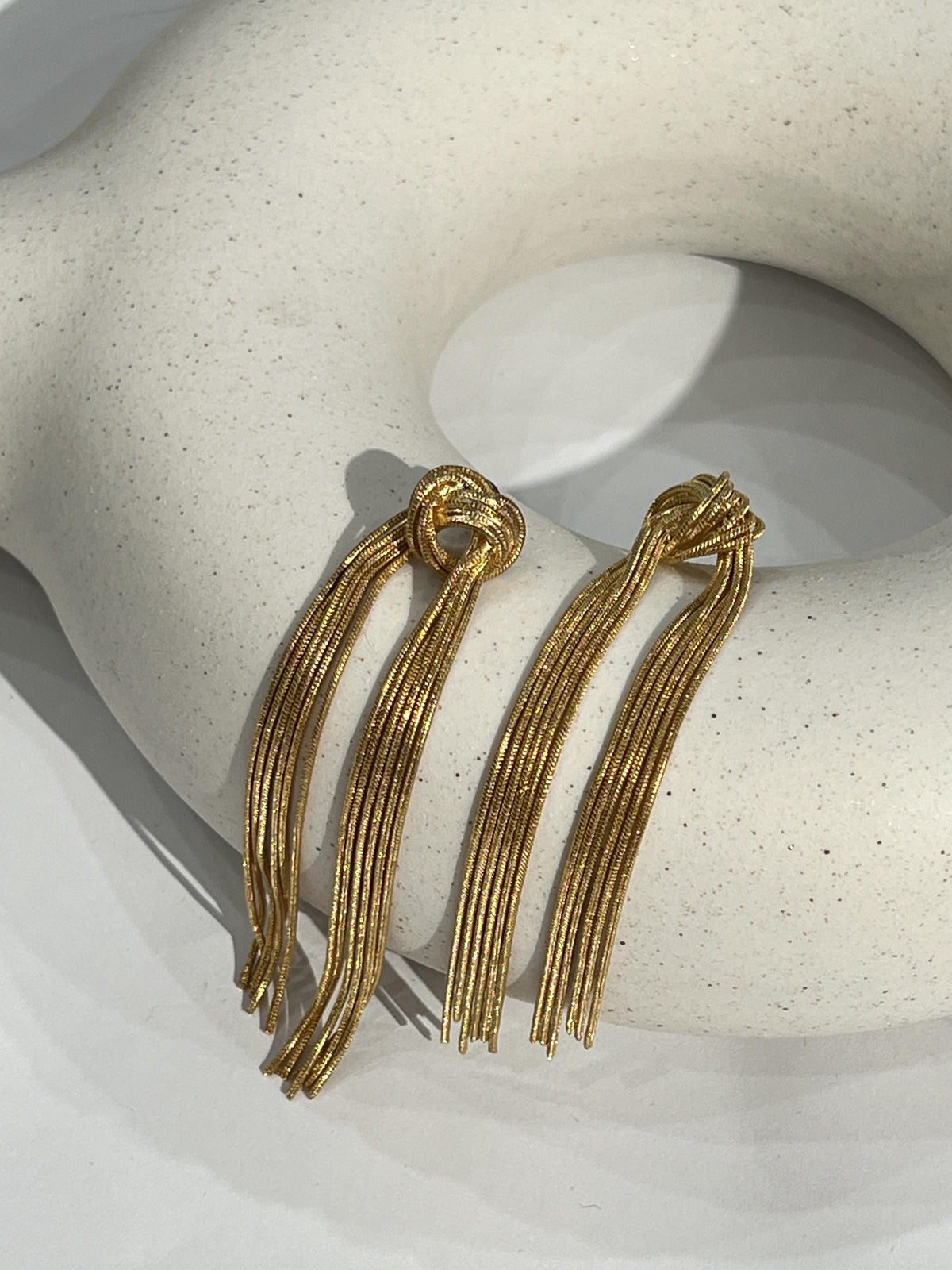 Gold Tied Tassel Earrings Flowering Girl