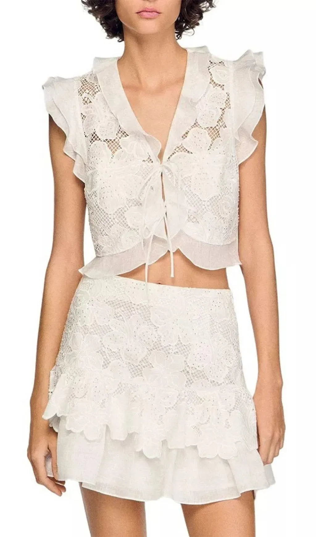Guipure Lace Crop Top Flowering Girl