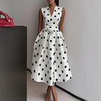 White Polka Dot Strapless Maxi Dress Flowering Girl