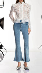 Danette Rhinestone Flare Jeans Flowering Girl