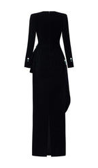 Hedya Black Crystal Long Sleeves Maxi Dress Flowering Girl