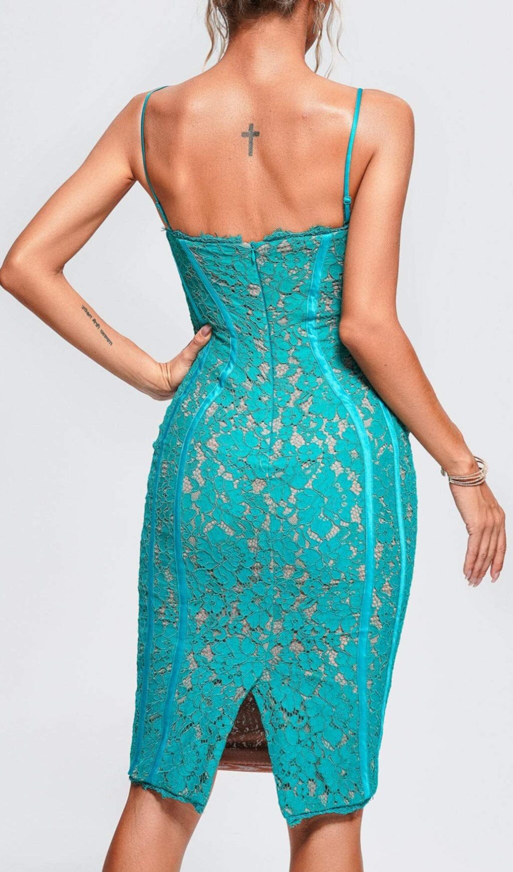 Strappy Lace Midi Dress Flowering Girl