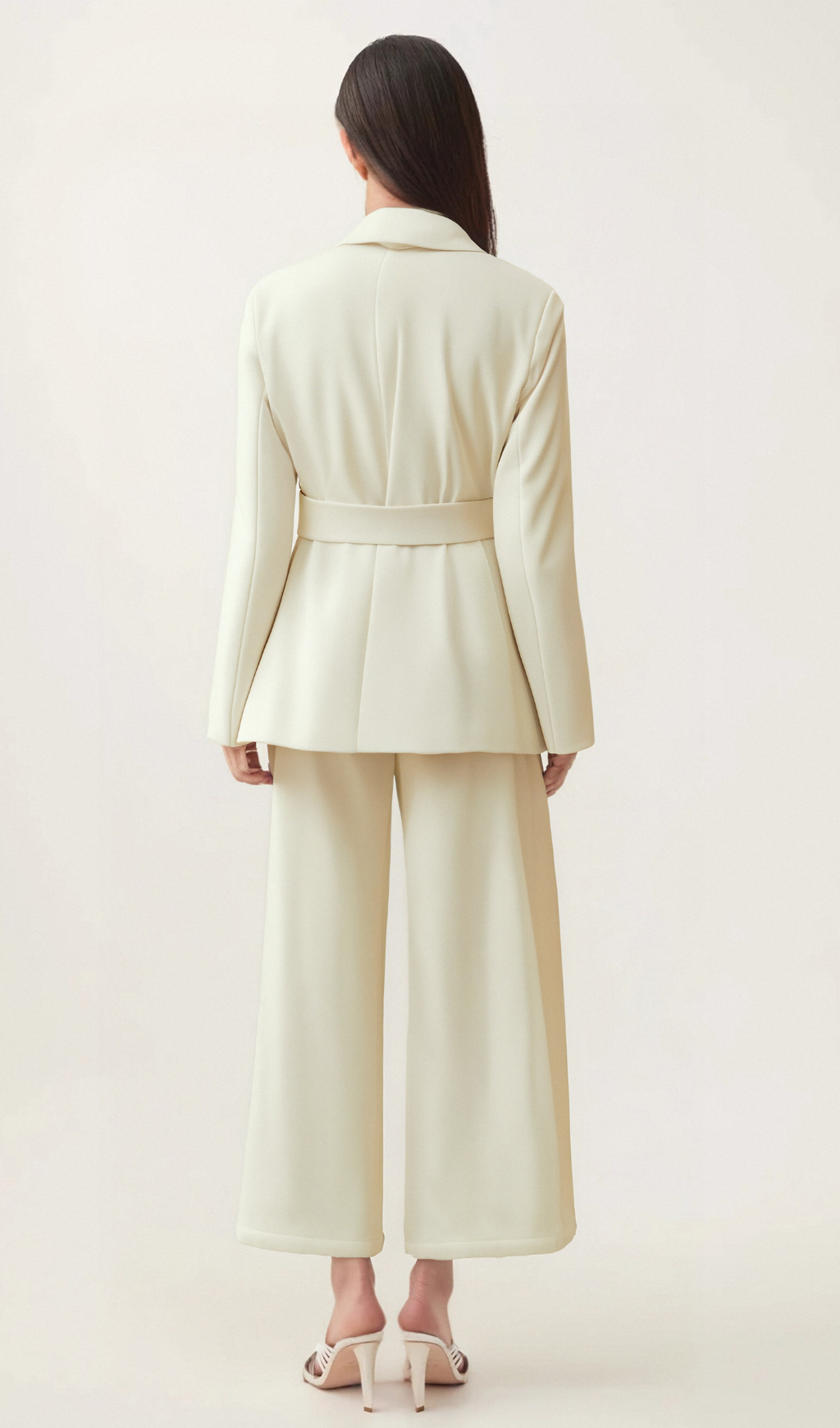 Jasmine white neck-tie wrapped blazer Flowering Girl